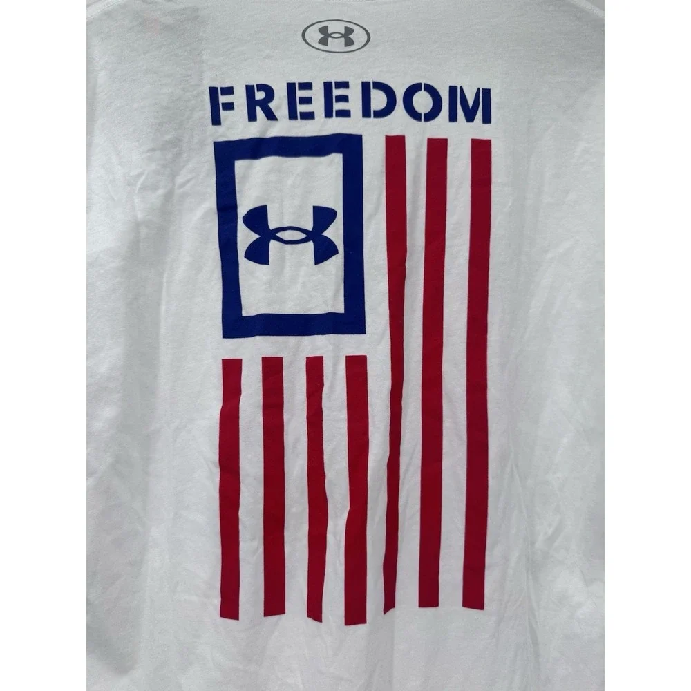 Under Armour Freedom T-Shirt M Americana White American Flag patriotic NWT